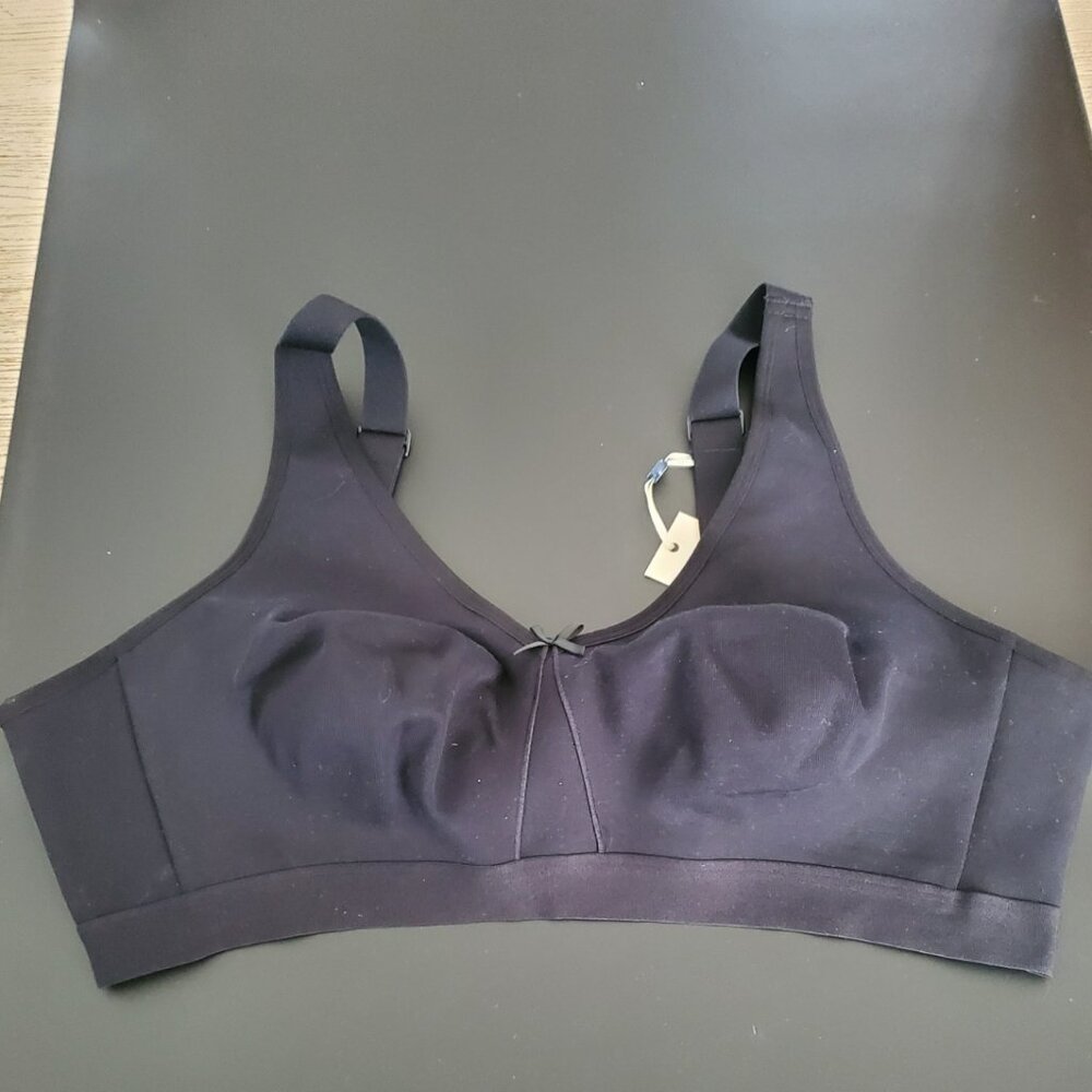 AISILIN 46B W636 Black Cotton Blend Unlined Wire Free Bralette Bra Women's